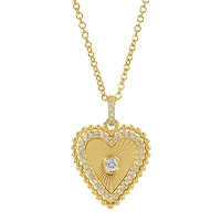 Flutted Heart and Diamonds Necklace