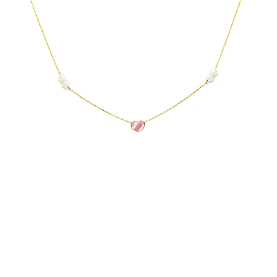 Pink Heart and Pearls Kids Necklace