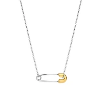 Safety Pin Two Tone Necklace