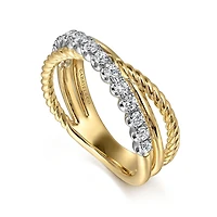 Textures Crossover Diamond Ring