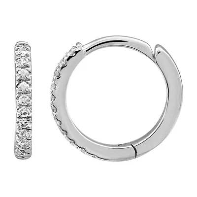 White Gold and Diamond 10MM Huggie Earrings