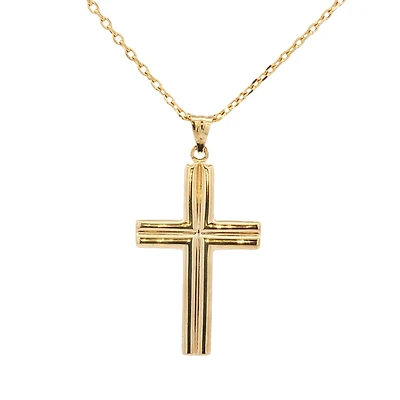 Double Line Cross Pendant - 42MM