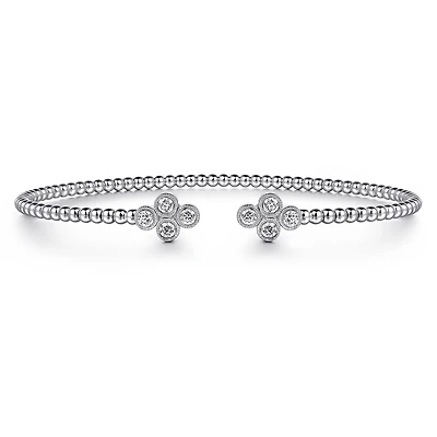 White Gold and Diamonds Quatrefoil Bangle Bracelet