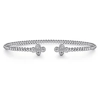 White Gold and Diamonds Quatrefoil Bangle Bracelet