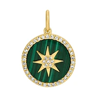 Star Malachite and Diamonds Disk Pendant