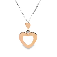 Double Heart Pendant Necklace with Zirconia