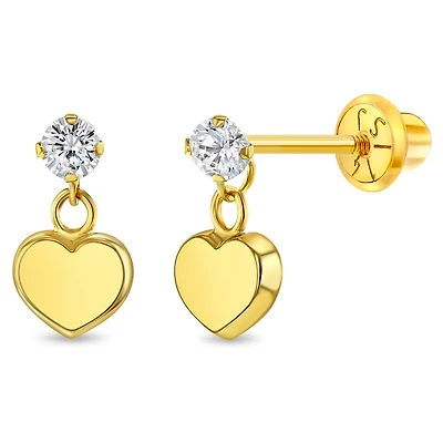 Kids Zirconia Heart Dangle Earrings