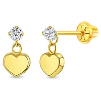 Kids Zirconia Heart Dangle Earrings