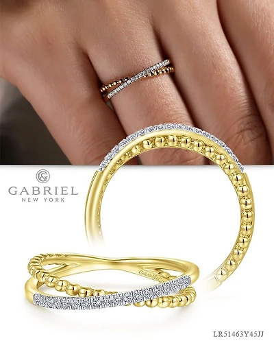 Crossing Diamond Yellow Gold Ring