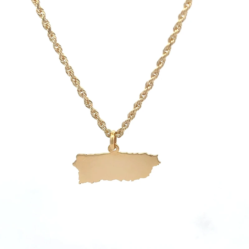 Puerto Rico Island Pendant 14K