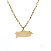 Puerto Rico Island Pendant 14K
