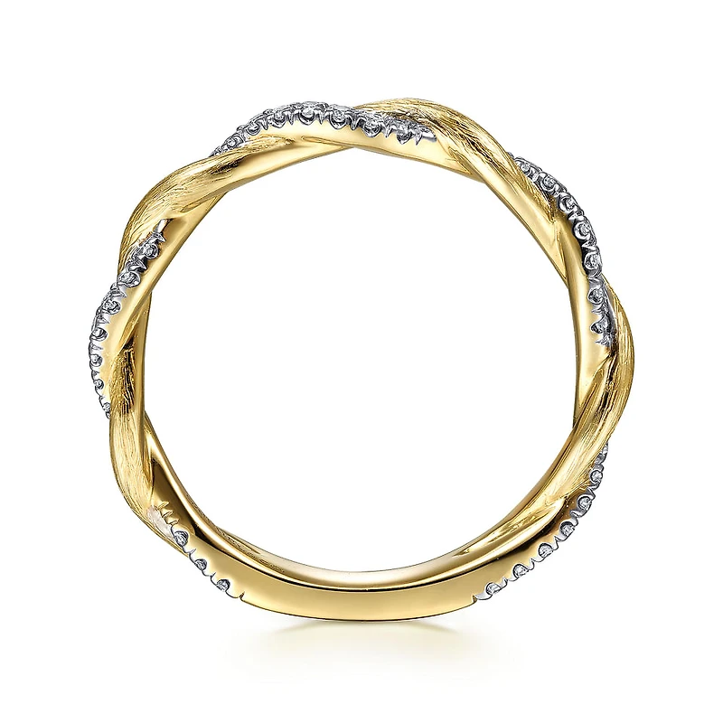 Two Tone Twisted Diamonds Ring