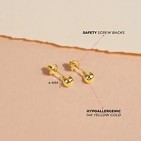 Kids 4MM Hollow Ball Stud Earrings