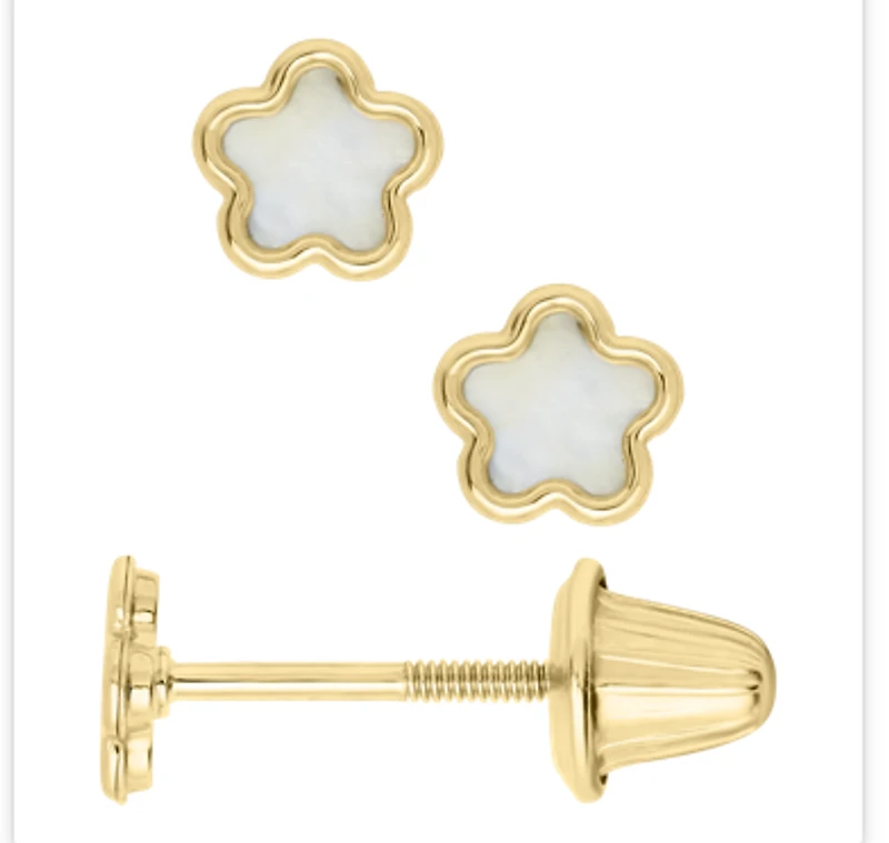 Flower Mother of Pearl Kids Stud Earrings