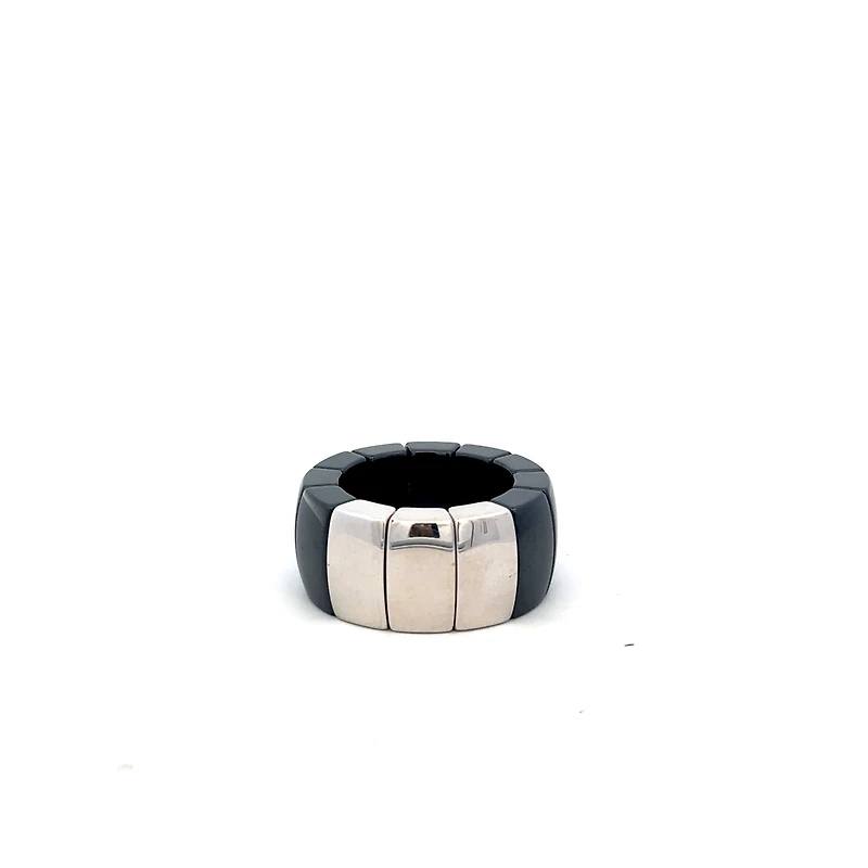 Aura Black Ceramic and White Gold Ring (Size 6)