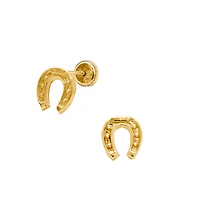 Horse Shoe 14k Gold Stud Earrings