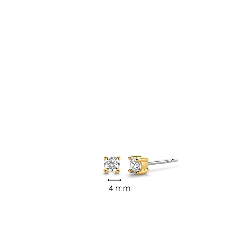 Basic 4MM Zirconia Golden Stud Earrings