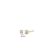 Basic 4MM Zirconia Golden Stud Earrings