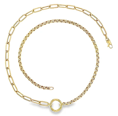 Half Paperclip, Half Rolo Charm Carrier Necklace