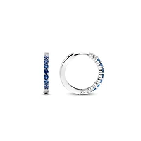 Blue and Clear Huggie Earrings