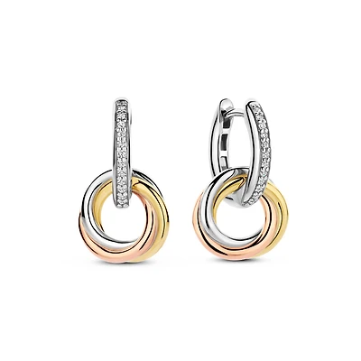 Trinity Three Tone Dangle Earrings