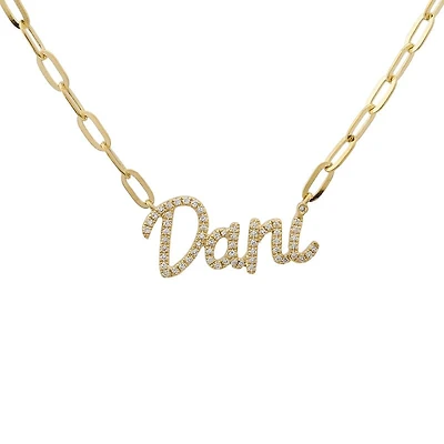 Custom Paperclip Diamond Name Necklace