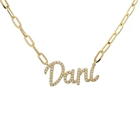 Custom Paperclip Diamond Name Necklace