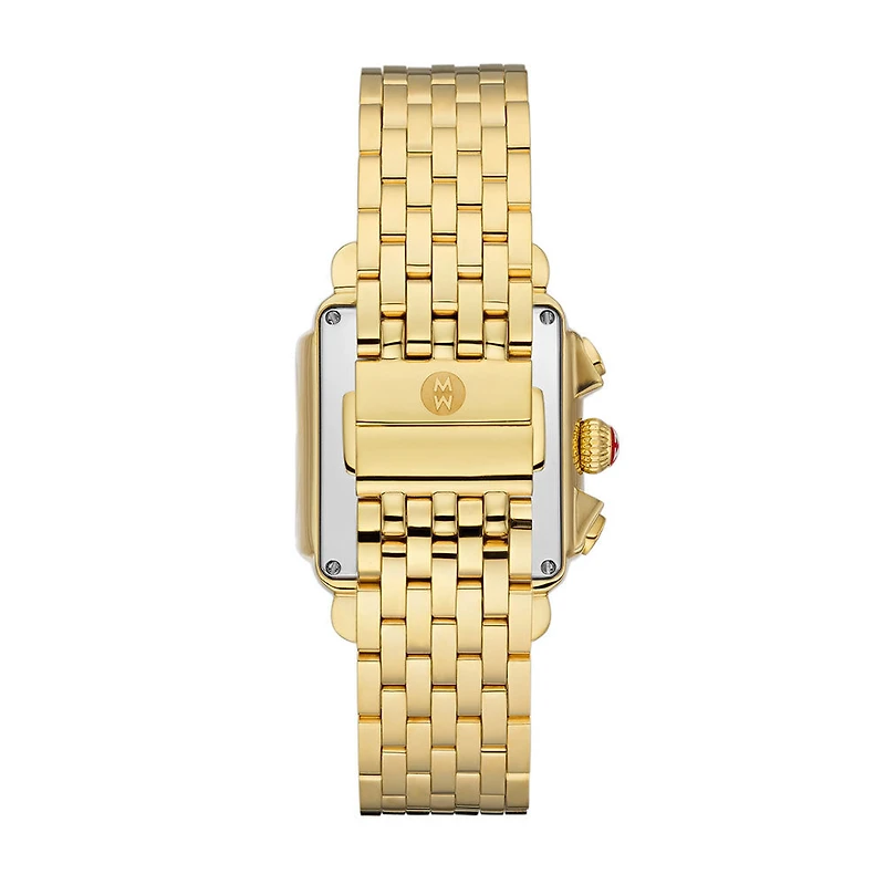 Deco Diamond High Shine Yellow Gold 35MM Chrono Watch