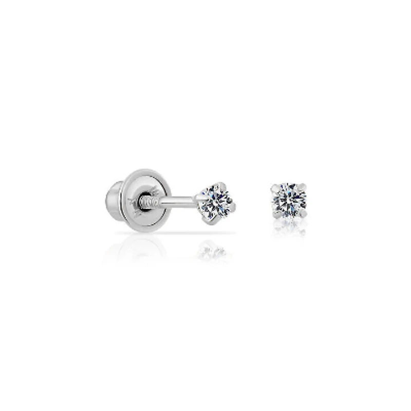2MM Zirconia White Gold Stud Earring