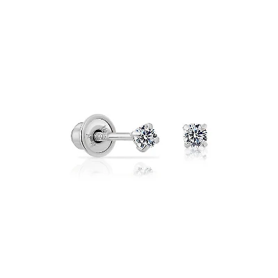 2MM Zirconia White Gold Stud Earring