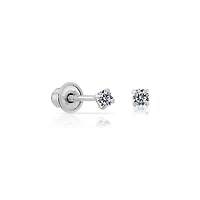 2MM Zirconia White Gold Stud Earring