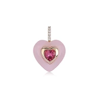 Pink Topaz, Rose Quartz and Diamond Heart Pendant