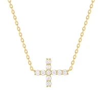 Sideway Diamond Cross Necklace