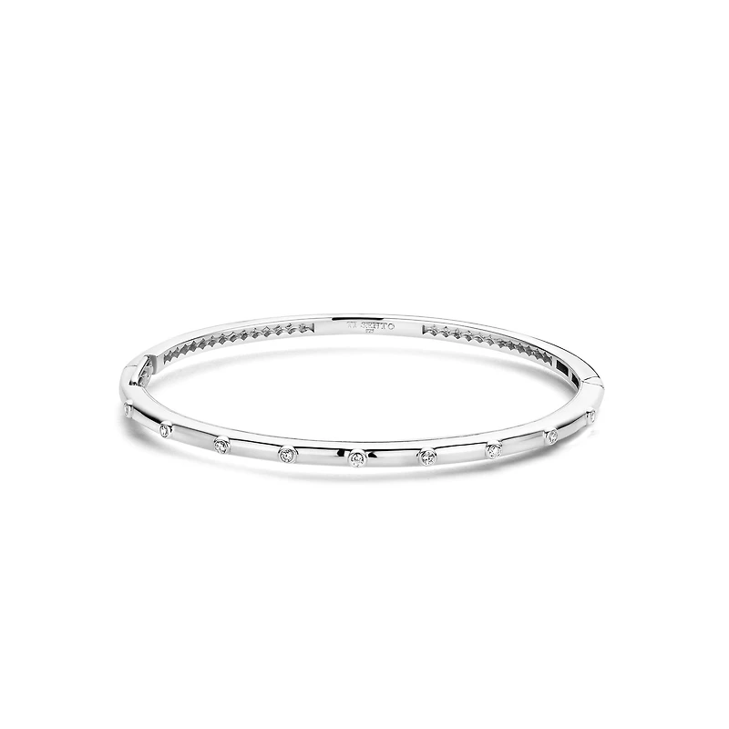 Spots Silver Bangle Bracelet