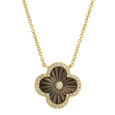 Clover Diamond Black Mother Pearl Necklace