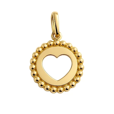 Open Heart Beaded Frame Round Pendant
