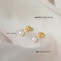 Kids 4.5MM Pearl Stud Earrings