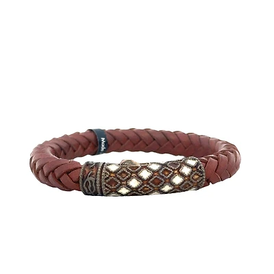 Brown Braided Bracelet with Resin Clasp