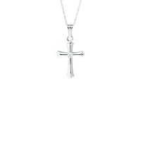 16MM Solid Cross White Gold and Diamond Kids Necklace