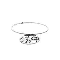 Bangle Bracelet with Textured Circle Pendant