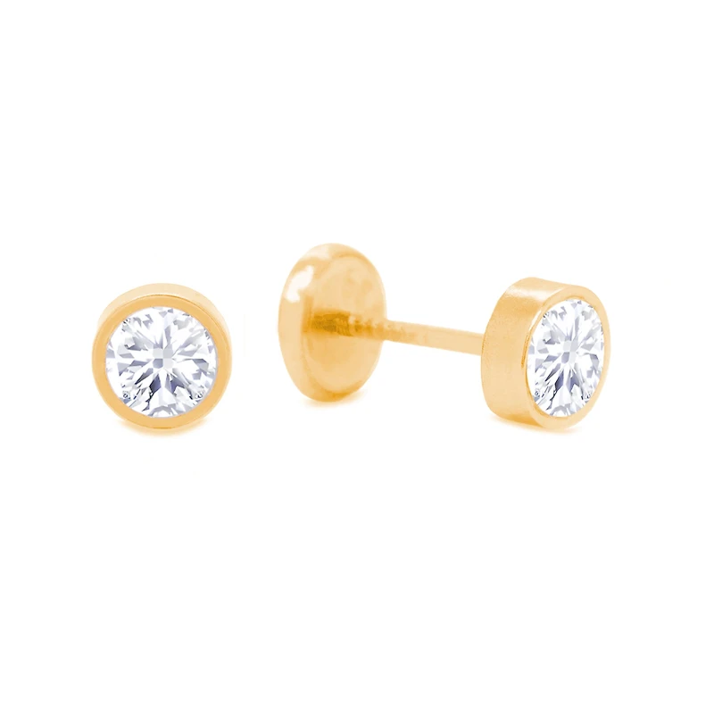 Bezel Set Zirconia 6MM Stud Earrings