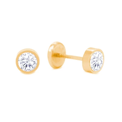Bezel Set Zirconia 6MM Stud Earrings