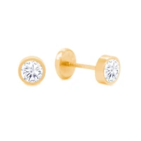 Bezel Set Zirconia 6MM Stud Earrings