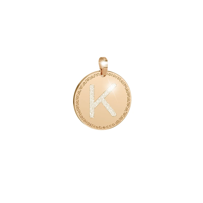 Rose Plated Glam Film 25MM Initial Pendant