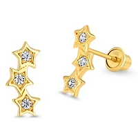 Three Stars with Zirconias Stud Earrings