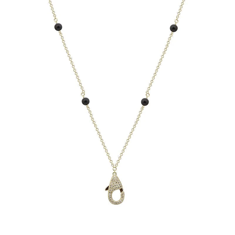 Onyx and Diamonds Pendant Carrier Necklace