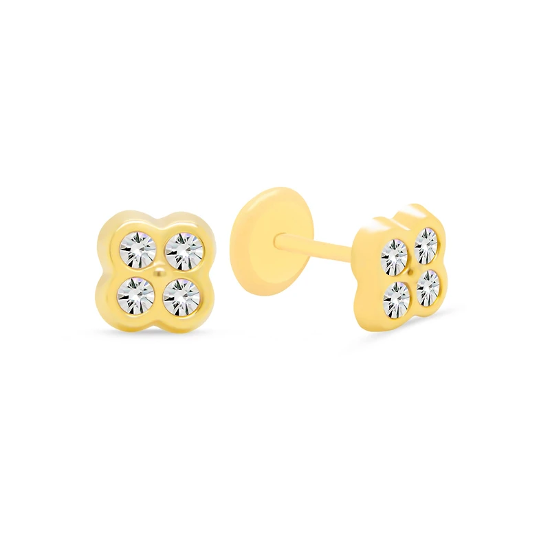 Four Zirconia Clover Stud Earrings