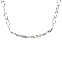 Paperclip Smile Bar Diamond Necklace
