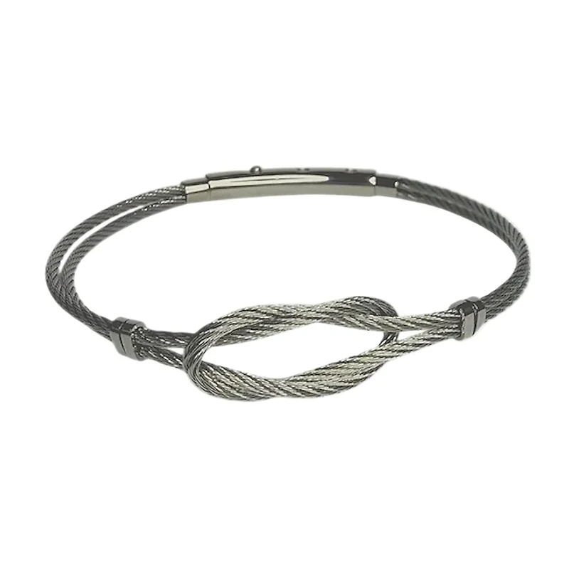 Marine Squared Knot Steel Bracelet in Silver