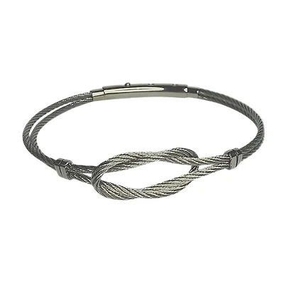 Marine Squared Knot Steel Bracelet in Silver